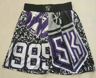 Men's Sacramento Kings Black Big Face Mitchell Ness Hardwood Classics Soul Swingman Throwback Shorts