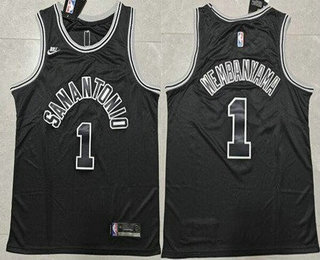 Men's San Antonio Spurs #1 Victor Wembanyama Black Classic Icon Swingman Jersey