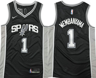 Men's San Antonio Spurs #1 Victor Wembanyama Black Icon Swingman Jersey