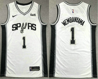 Men's San Antonio Spurs #1 Victor Wembanyama White Icon Sponsor Swingman Jersey