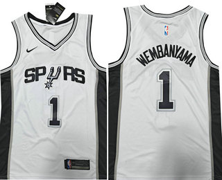 Men's San Antonio Spurs #1 Victor Wembanyama White Icon Swingman Jersey