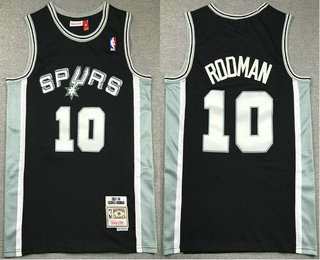Men's San Antonio Spurs #10 Dennis Rodman Black Hardwood Classics Soul Swingman Throwback Jersey