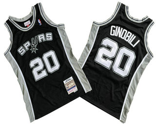 Men's San Antonio Spurs #20 Manu Ginobili Black Hardwood Classics Soul Swingman Throwback Jersey