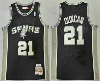 Men's San Antonio Spurs #21 Tim Duncan Black 1998-99 Hardwood Classics Soul Swingman Throwback Jersey