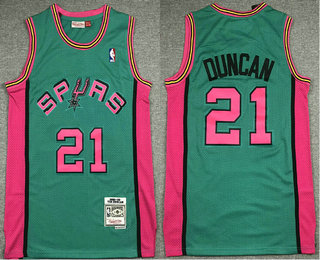 Men's San Antonio Spurs #21 Tim Duncan Green 1998-99 Hardwood Classics Soul Swingman Throwback Jersey