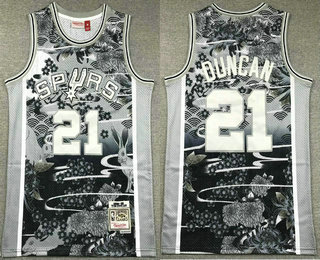 Men's San Antonio Spurs #21 Tim Duncan Grey Rabbit Swingman Throwback Jersey