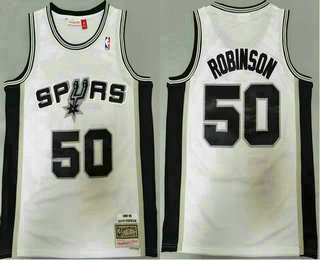 Men's San Antonio Spurs #50 David Robinson White 1998-99 Hardwood Classics Soul Swingman Throwback Jersey
