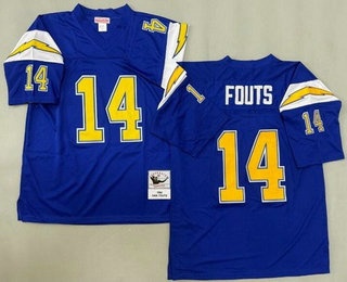 Men's San Diego Chargers #14 Dan Fouts Blue 1984 Throwback Jersey