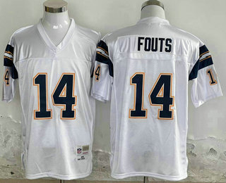 Men's San Diego Chargers #14 Dan Fouts White 1994 Stitched Thowback Jersey