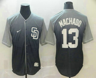 Men's San Diego Padres #13 Manny Machado Nike Navy Blue Fade Stitched Jersey