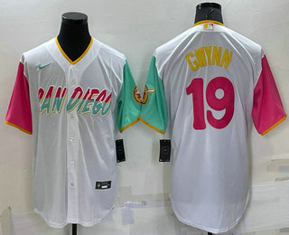 Men's San Diego Padres #19 Tony Gwynn White 2022 City Connect Cool Base Stitched Jersey