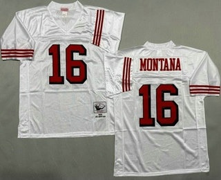 Men's San Francisco 49ers #16 Joe Montana White Alternate 1989 Throwback Jersey