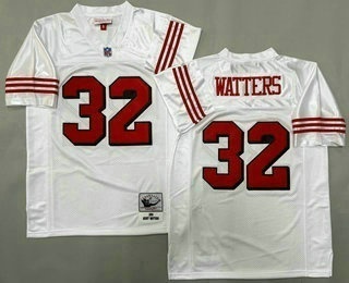 Men's San Francisco 49ers #32 Ricky Watters White Alternate 1994 Throwback Jersey