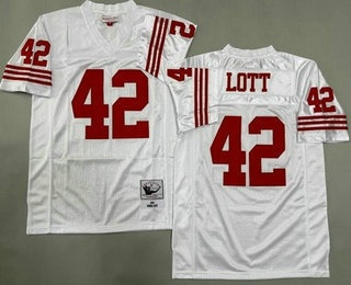 Men's San Francisco 49ers #42 Ronnie Lott White 1990 Throwback Jersey