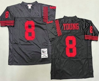 Men's San Francisco 49ers #8 Steve Young Black 1994 Throwback Jersey