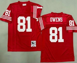Men's San Francisco 49ers #81 Terrell Owens Red 1990 Throwback Jersey