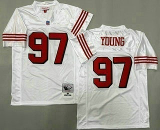 Men's San Francisco 49ers #97 Steve Young White Alternate 1994 Throwback Jersey