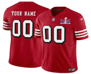 Men's San Francisco 49ers Custom NEW Red 2024 FUSE Super Bowl LVIII Patch Vapor Limited Stitched Jersey