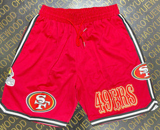 Men's San Francisco 49ers Red 3 Pockets Stitched Shorts