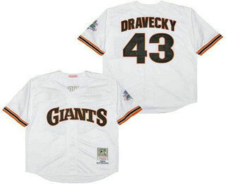 Men's San Francisco Giants #43 Dave Dravecky White 1989 Throwback Jersey