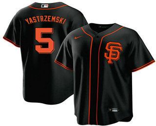 Men's San Francisco Giants #5 Mike Yastrzemski Black With SF Stitched MLB Cool Base Nike Jersey