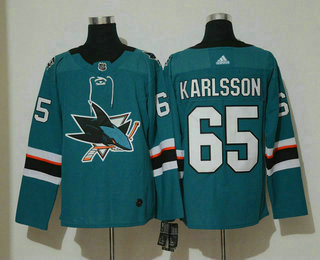 Men's San Jose Sharks #65 Erik Karlsson Teal Green 2017-2018 Hockey Adidas Stitched NHL Jersey
