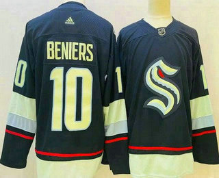 Men's Seattle Kraken #10 Matthew Beniers Navy Authentic Jersey