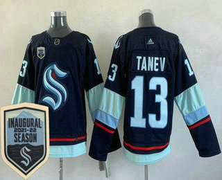 Men's Seattle Kraken #13 Brandon Tanev Navy 2021 22 Season Inaugural Authentic Jersey