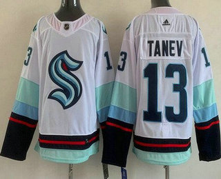 Men's Seattle Kraken #13 Brandon Tanev White Stitched Jersey