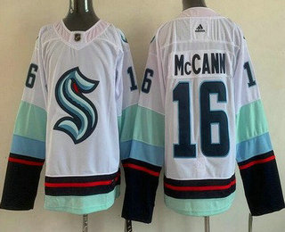 Men's Seattle Kraken #16 Jared McCann White Stitched Jersey
