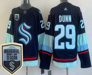 Men's Seattle Kraken #29 Vince Dunn Navy 2021-22 Season Inaugural Stitched Jersey