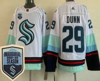 Men's Seattle Kraken #29 Vince Dunn White 2021-22 Season Inaugural Stitched Jersey