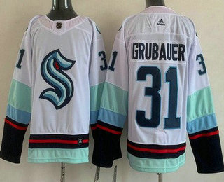 Men's Seattle Kraken #31 Philipp Grubauer White Stitched Jersey