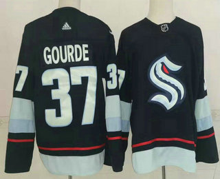 Men's Seattle Kraken #37 Yanni Gourde Navy Blue Adidas Stitched NHL Jersey