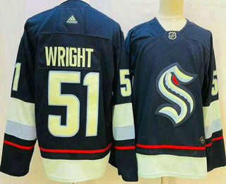 Men's Seattle Kraken #51 Shane Wright Navy Authentic Jersey