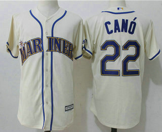 Men's Seattle Mariners #22 Robinson Cano Cream Stitched MLB Majestic Cool Base Jersey