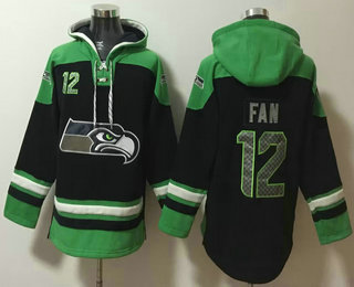 Men's Seattle Seahawks #12 Fan Navy Blue Ageless Must Have Lace Up Pullover Hoodie