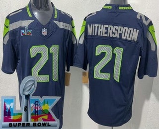 Men's Seattle Seahawks #21 Devon Witherspoon Limited Navy Super Bowl LX FUSE Vapor Jersey