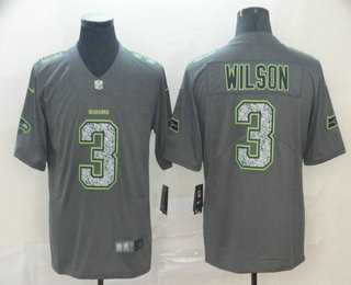 Men's Seattle Seahawks #3 Russell Wilson Gray Fashion Static 2019 Vapor Untouchable Stitched NFL Nike Limited Jersey