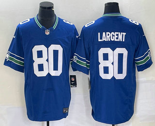 Men's Seattle Seahawks #80 Steve Largent Blue 2023 FUSE Vapor Limited Throwback Stitched Jersey