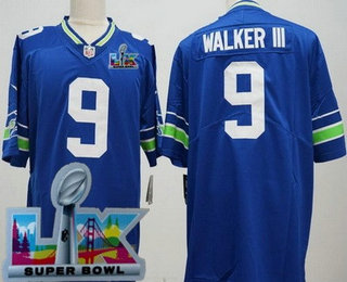 Men's Seattle Seahawks #9 Kenneth Walker III Limited Blue Super Bowl LX Vapor Jersey