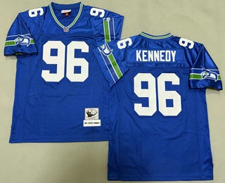 Men's Seattle Seahawks #96 Cortez Kennedy Blue 1993 Throwback Jersey