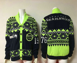 Men's Seattle Seahawks Founded in 1976 Button Multicolor NFL Sweater