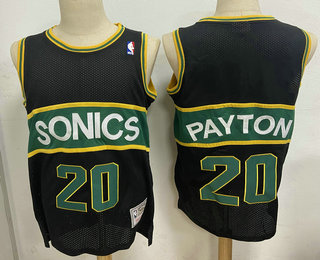 Men's Seattle SuperSonics #20 Gary Payton Black Hardwood Classics Soul Swingman Throwback Jersey