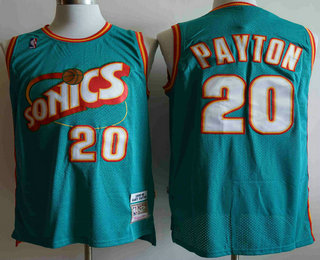 Men's Seattle Supersonics #20 Gary Payton 1995-96 Light Blue Hardwood Classics Soul Swingman Throwback Jersey