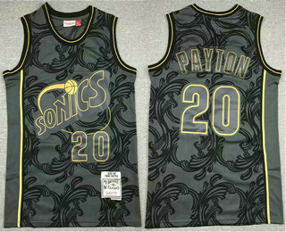 Men's Seattle Supersonics #20 Gary Payton Black 1995-96 Hardwood Classics Soul Swingman Throwback Jersey