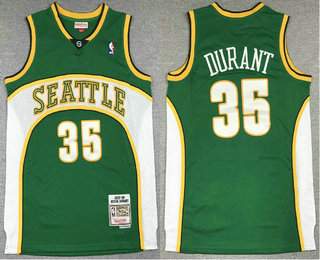 Men's Seattle Supersonics #35 Kevin Durant 2007-08 Green Hardwood Classics Soul Swingman Stitched NBA Throwback Jersey