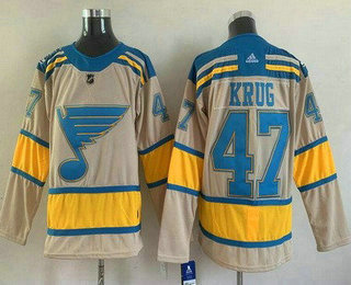 Men's St Louis Blues #47 Torey Krug Cream 2022 Winter Classic Authentic Jersey