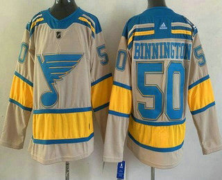 Men's St Louis Blues #50 Jordan Binnington Cream 2022 Winter Classic Authentic Jersey