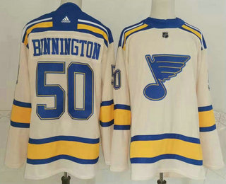 Men's St Louis Blues #50 Jordan Binnington Cream 2022 Winter Classic Authentic Jersey